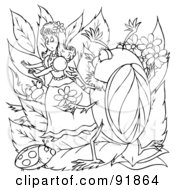 Black And White Thumbelina Coloring Page Outline - 4