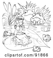 Poster, Art Print Of Black And White Thumbelina Coloring Page Outline - 3