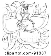 Black And White Thumbelina Coloring Page Outline - 1