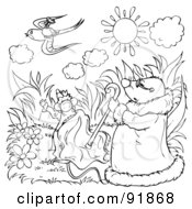 Poster, Art Print Of Black And White Thumbelina Coloring Page Outline - 10