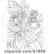 Black And White Thumbelina Girl Coloring Page Outline - 2