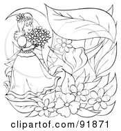 Royalty Free RF Clipart Illustration Of A Black And White Thumbelina Coloring Page Outline 5 by Alex Bannykh