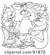 Poster, Art Print Of Black And White Thumbelina Coloring Page Outline - 7