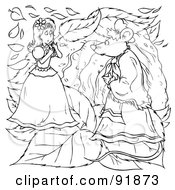 Poster, Art Print Of Black And White Thumbelina Coloring Page Outline - 6