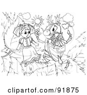 Royalty Free RF Clipart Illustration Of A Black And White Thumbelina Girl Coloring Page Outline 3 by Alex Bannykh