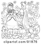 Poster, Art Print Of Black And White Thumbelina Coloring Page Outline - 11