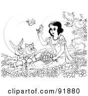 Black And White Snow White Coloring Page Outline - 1