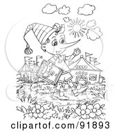 Poster, Art Print Of Black And White Pinocchio Coloring Page Outline - 3