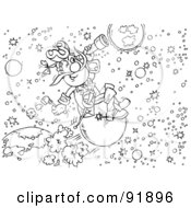Poster, Art Print Of Black And White Astronomer Coloring Page Outline