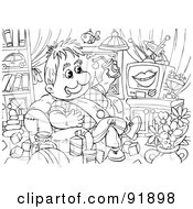 Royalty Free RF Clipart Illustration Of A Black And White Flyer Boy Coloring Page Outline 3