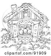 Poster, Art Print Of Black And White Goats In A House Coloring Page Outline