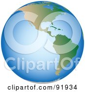 Royalty-Free (RF) Clipart Illustration of an American Globe With Blue Seas by tdoes #COLLC91934-0154