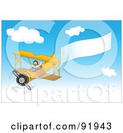 Royalty Free RF Clipart Illustration Of A Pilot In A Yellow Plane Trailing A Blank Banner In A Blue Sky by tdoes #COLLC91943-0154