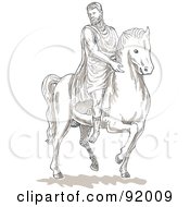 Royalty Free RF Clipart Illustration Of A Historical Roman Man On A Horse