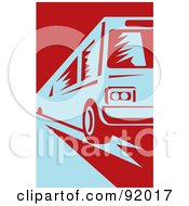 Royalty Free RF Clipart Illustration Of A Retro Blue And Red Public Bus by patrimonio
