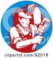 Poster, Art Print Of Red Plumber Carrying Tools