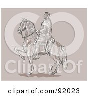 Royalty Free RF Clipart Illustration Of Caesar Riding On Horseback by patrimonio