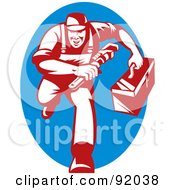 Royalty Free RF Clipart Illustration Of A Red Plumber Running Forward