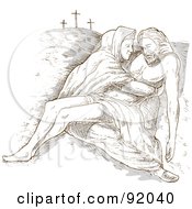 Poster, Art Print Of Sketched Scene Of Mary Holding The Dead Christ