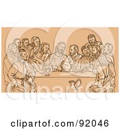 Poster, Art Print Of Sketch Of The Last Supper On Tan