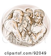 Royalty Free RF Clipart Illustration Of A Sketch Of Two Boxers In A Fight