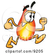 Flame Mascot Cartoon Character Running