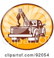 Poster, Art Print Of Retro Styled Logo Of A Tow Truck In A Sunny Circle