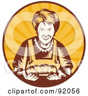 Royalty Free RF Clipart Illustration Of A Retro Styled Logo Of A Female Baker In A Sunny Circle