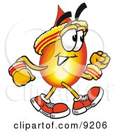 Clipart Picture Of A Flame Mascot Cartoon Character Speed Walking Or Jogging by Mascot Junction