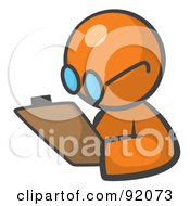 Poster, Art Print Of Orange Man Avatar Writing Notes On A Clipboard
