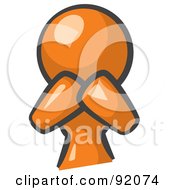 Royalty Free RF Clipart Illustration Of An Orange Woman Avatar Covering Her Mouth And Acting Surprised by Leo Blanchette