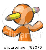 Orange Man Avatar Writer With A Pencil Through His Head