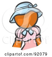 Orange Woman Avatar In A Pink Dress And Blue Hat