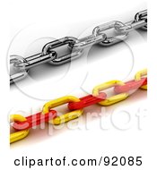 Royalty Free RF Clipart Illustration Of 3d Chains One Silver One Red And Yellow