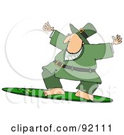 Poster, Art Print Of Sporty Leprechaun Surfing On A Shamrock Board