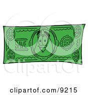 Poster, Art Print Of Flame Mascot Cartoon Character On A Dollar Bill