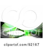 Poster, Art Print Of Background Of Green Fractal Swooshes Over White