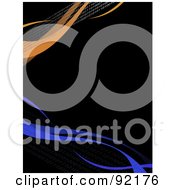 Poster, Art Print Of Background Of Horizontal Orange And Blue Swooshes Over Black