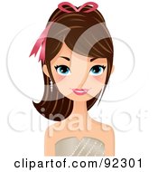Royalty Free RF Clipart Illustration Of A Brunette Glamorous Caucasian Woman Wearing A Gold Dress