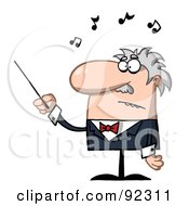 Royalty Free RF Clipart Illustration Of A Senior Conductor Waving A Baton