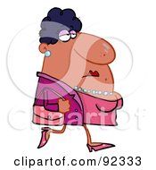 Poster, Art Print Of Chubby Black Woman In Pink Carrying A Purse