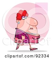 Chubby Caucasian Lady In Pink Carrying A Purse