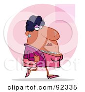 Royalty Free RF Clipart Illustration Of A Chubby African American Woman In Pink Carrying A Purse