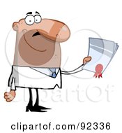 Royalty Free RF Clipart Illustration Of A Successful Hispanic Businessman Holding An Award Or Contract