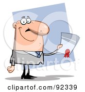 Poster, Art Print Of Successful Caucasian Business Guy Holding An Award Or Contract