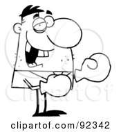 Royalty Free RF Clipart Illustration Of An Outlined Boxer With Gloves A Black Eye And Missing Teeth