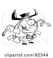 Royalty Free RF Clipart Illustration Of An Outlined Outlaw Cowboy Ready To Draw His Pistols