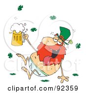 Royalty Free RF Clipart Illustration Of A Drunk Leprechaun In His Underwear Holding Up A Beer by Hit Toon