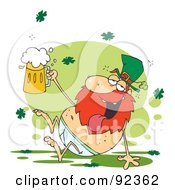 Royalty Free RF Clipart Illustration Of A Tipsy Leprechaun In His Underwear Holding Up A Beer by Hit Toon