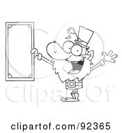 Royalty Free RF Clipart Illustration Of An Outlined Wealthy Leprechaun Holding A Dollar Bill